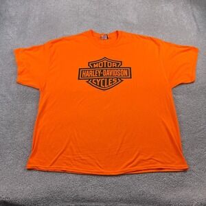 Harley Davidson Shirt Mens 3X‎ Orange Seacoast NH Biker Motorcycle Tee